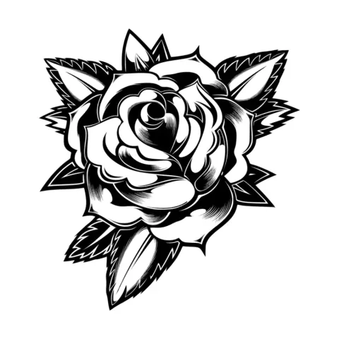 Black and white rose tattoo flash